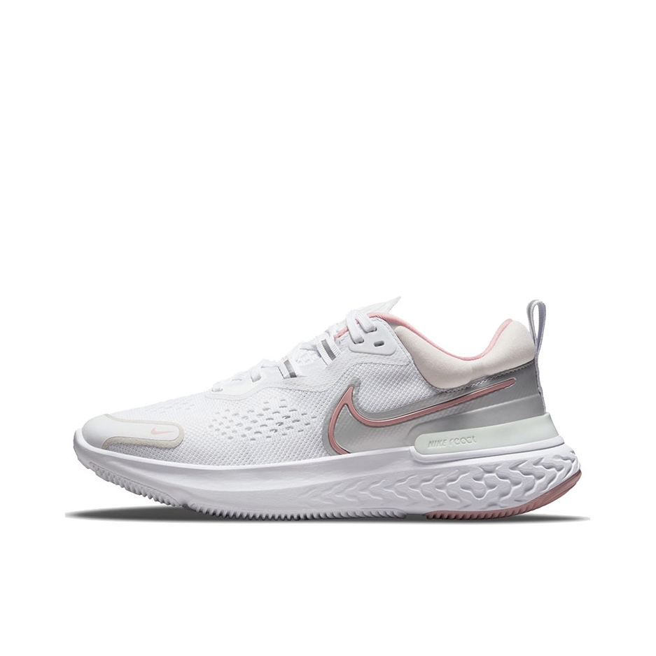 推荐商品：Nike React Miler 2 跑鞋 潮流防滑缓震耐磨轻便透气织物回弹合成革泡棉 白色/粉色/银色