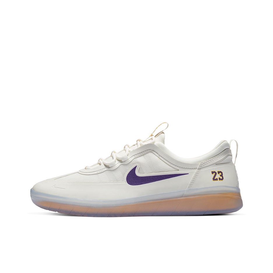 推荐商品：Nike SB Nyjah Free 2 运动休闲鞋 防滑耐磨网眼透气舒适轻便包裹性织物 NBA联名/白色/紫色