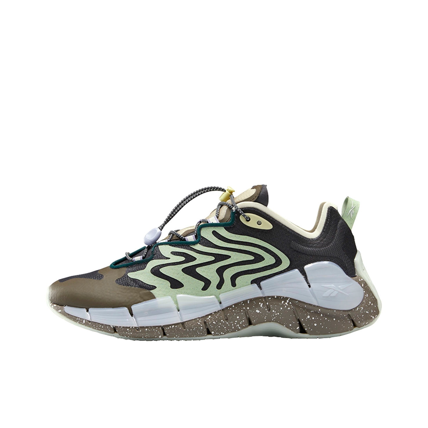 推荐商品：Reebok/锐步 Zig Kinetica Ⅱ 跑鞋 织物透气耐磨防滑合成革舒适百搭休闲运动复古轻便 Brain Dead联名/灰色/绿色