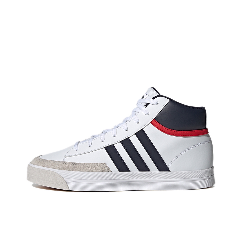 推荐商品：adidas Retrovulc 板鞋 防滑耐磨轻便透气舒适复古轻运动 白/深藏青/红色