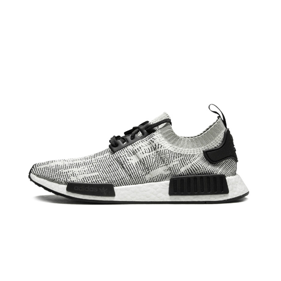 推荐商品：adidas Originals NMD R1 BOOST 织物 轻便透气 缓震 低帮 运动休闲鞋 Sesame Black 白色噪音