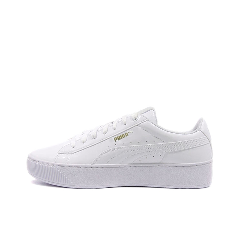 推荐商品：Puma/彪马 Vikky Platform 蕾哈娜 松糕鞋 板鞋 轻便防滑耐磨厚底增高休闲复古抗摩擦 White 白金漆皮