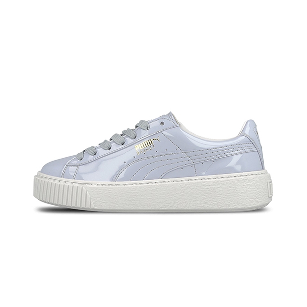 推荐商品：Puma/彪马 Basket Platform 板鞋 休闲复古轻便厚底增高防滑抓地 CornflowerBlue 蓝漆皮