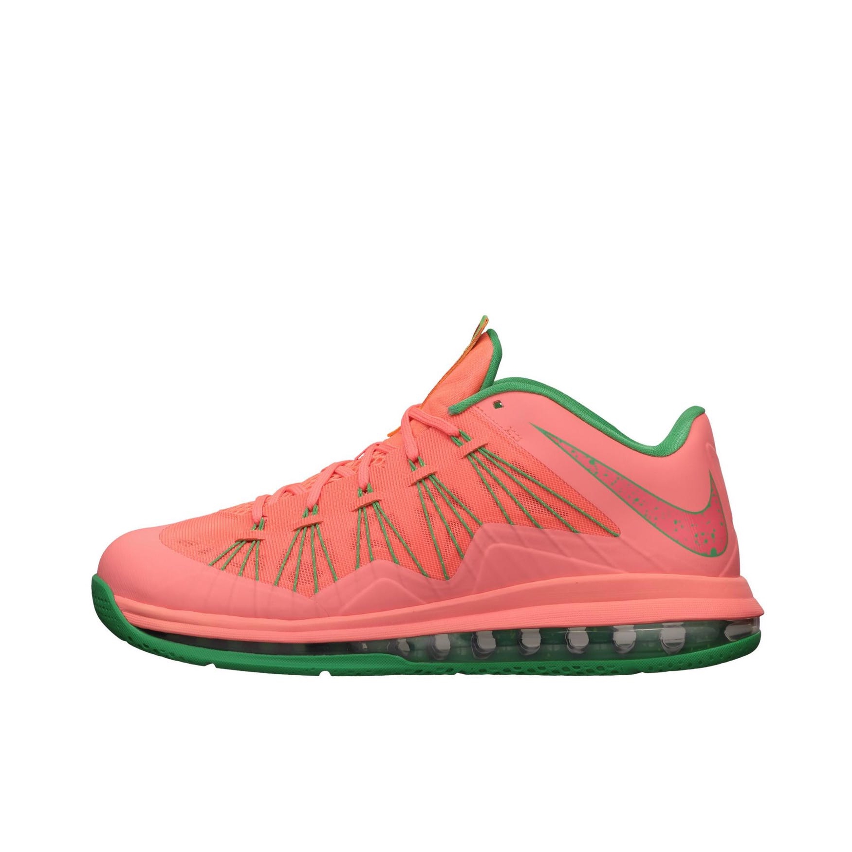 推荐商品：Nike Zoom LeBron 10 减震回弹 网布透气 防滑耐磨 舒适轻便 织物 实战 气垫 篮球鞋 Low Watermelon 粉色/绿色
