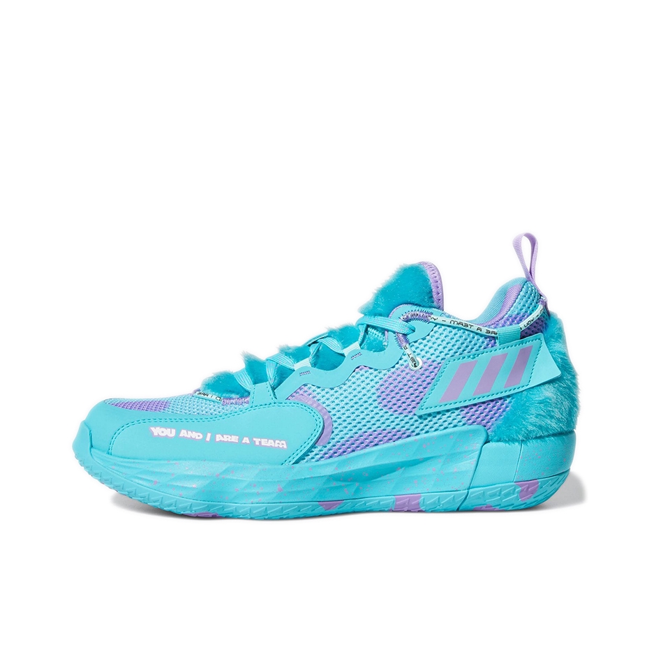 推荐商品：adidas Dame 7 利拉德 篮球鞋 实战训练缓震回弹防滑耐磨透气 怪物公司联名/蓝色/紫色