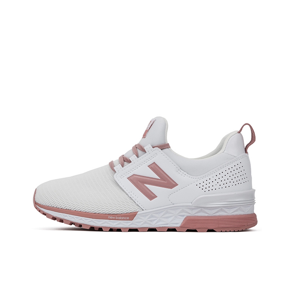 推荐商品：New Balance 574S 网布 潮流复古 减震 防滑耐磨 舒适透气 织物 合成革 支撑 生活 运动休闲鞋 White/Pink 火烈鸟