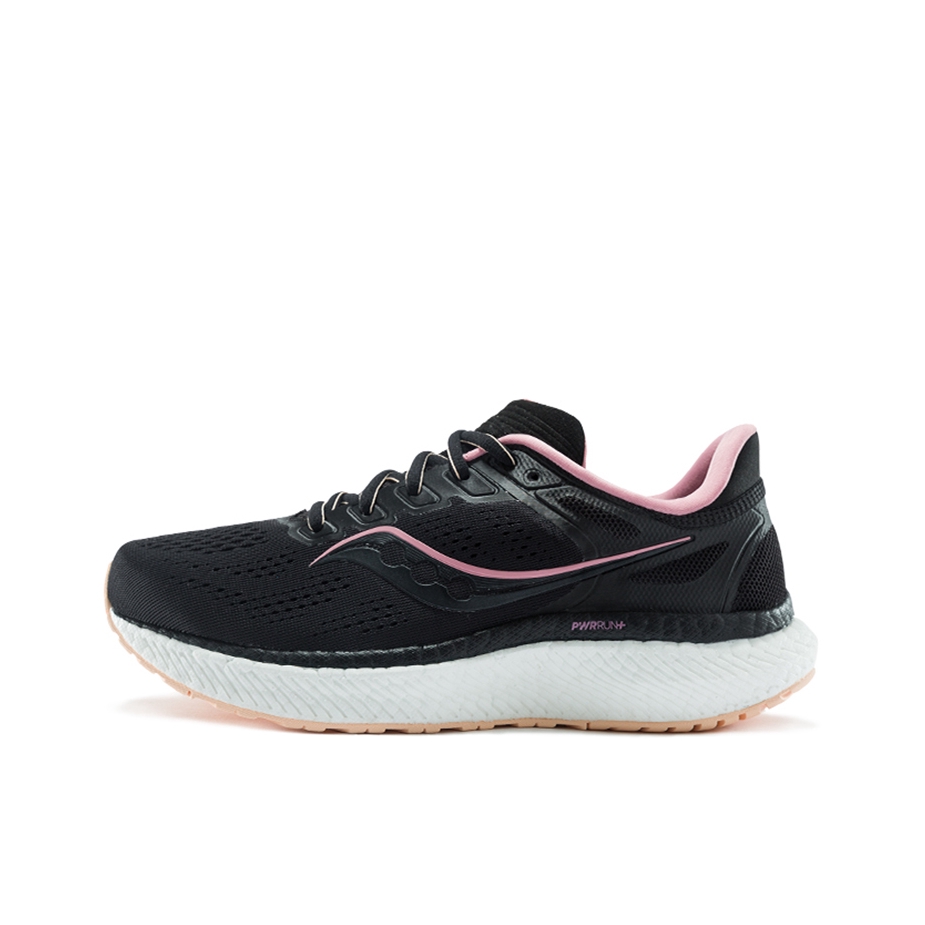 推荐商品：Saucony/索康尼 Hurricane 飓风 23 耐磨 缓震 稳定支撑 织物 圆头 合成革 跑鞋 黑色/白色/粉色