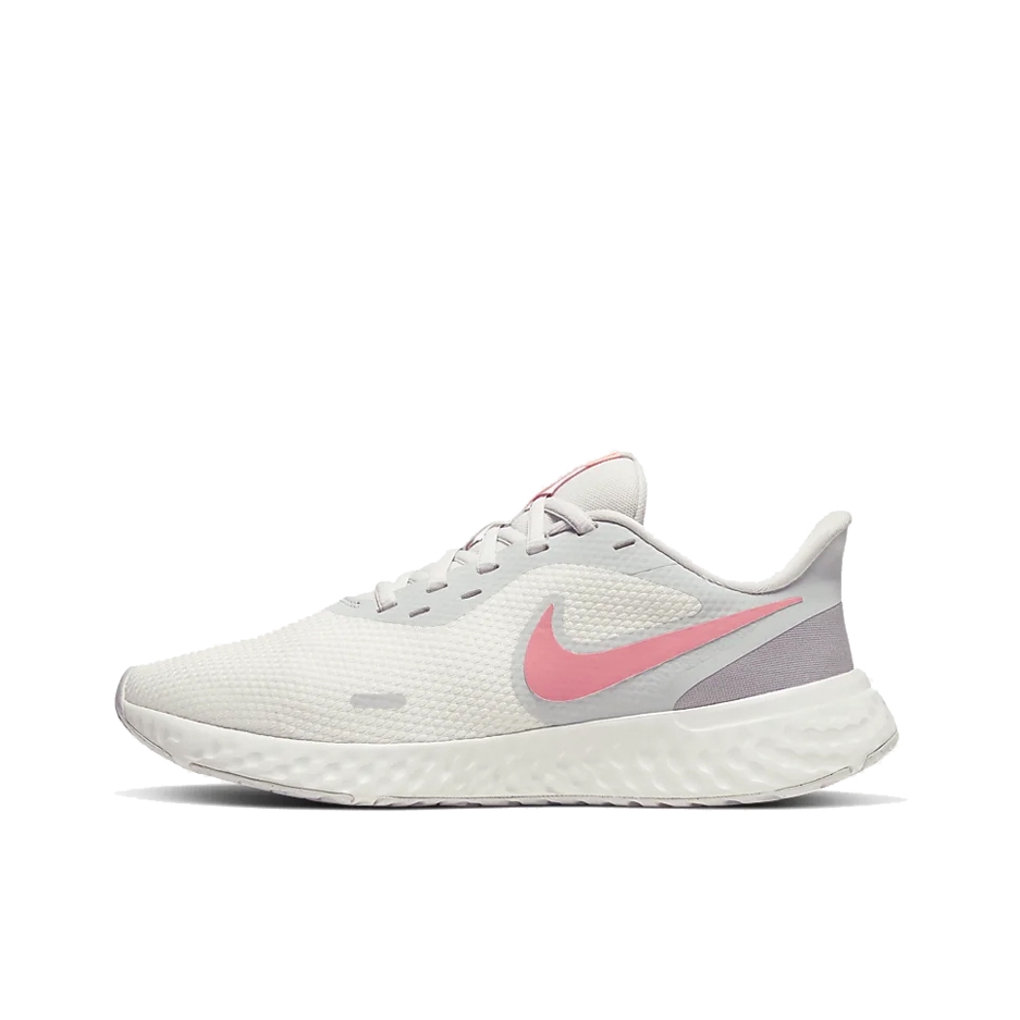 推荐商品：Nike Revolution 5 跑鞋 舒适耐磨缓震回弹轻便透气网面织物抗冲击圆头 White/Gainsboro/Pink 白灰粉