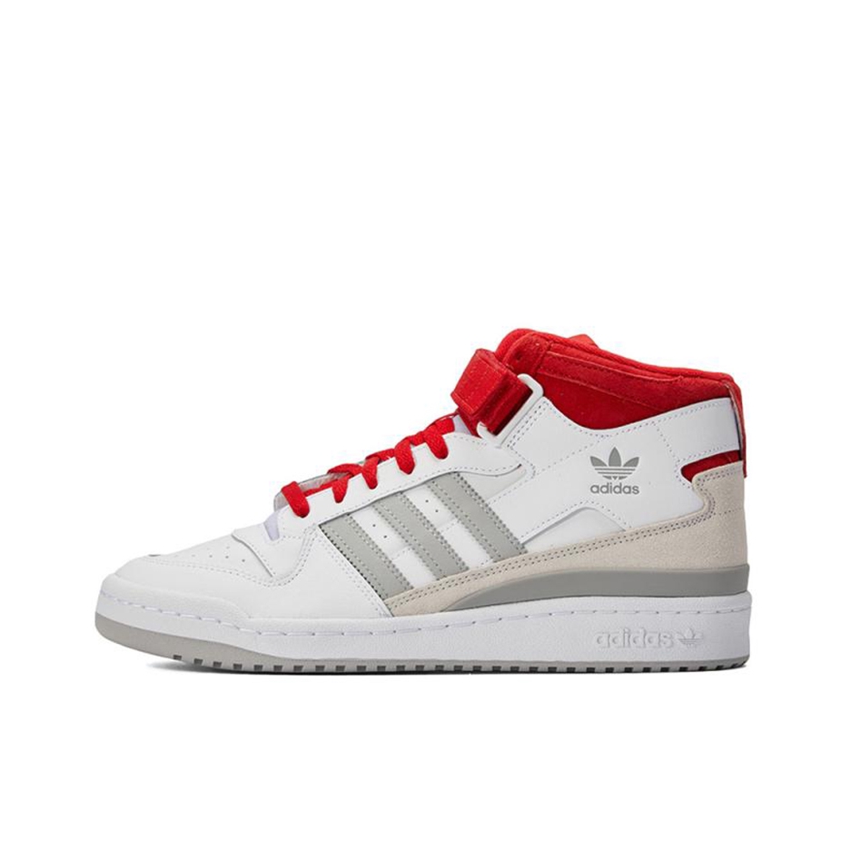 推荐商品：adidas Originals Forum 板鞋 轻便复古防滑时尚魔术贴篮球风薄底包裹性 灰色/白色/红色