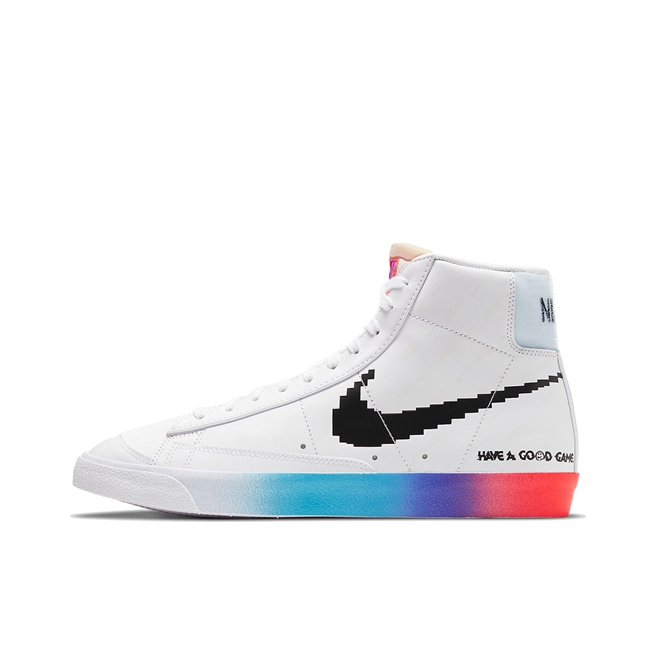 推荐商品：Nike Blazer 板鞋 经典复古防滑舒适百搭 Have A Good Game 电玩像素/英雄联盟/白蓝红喷漆/白色