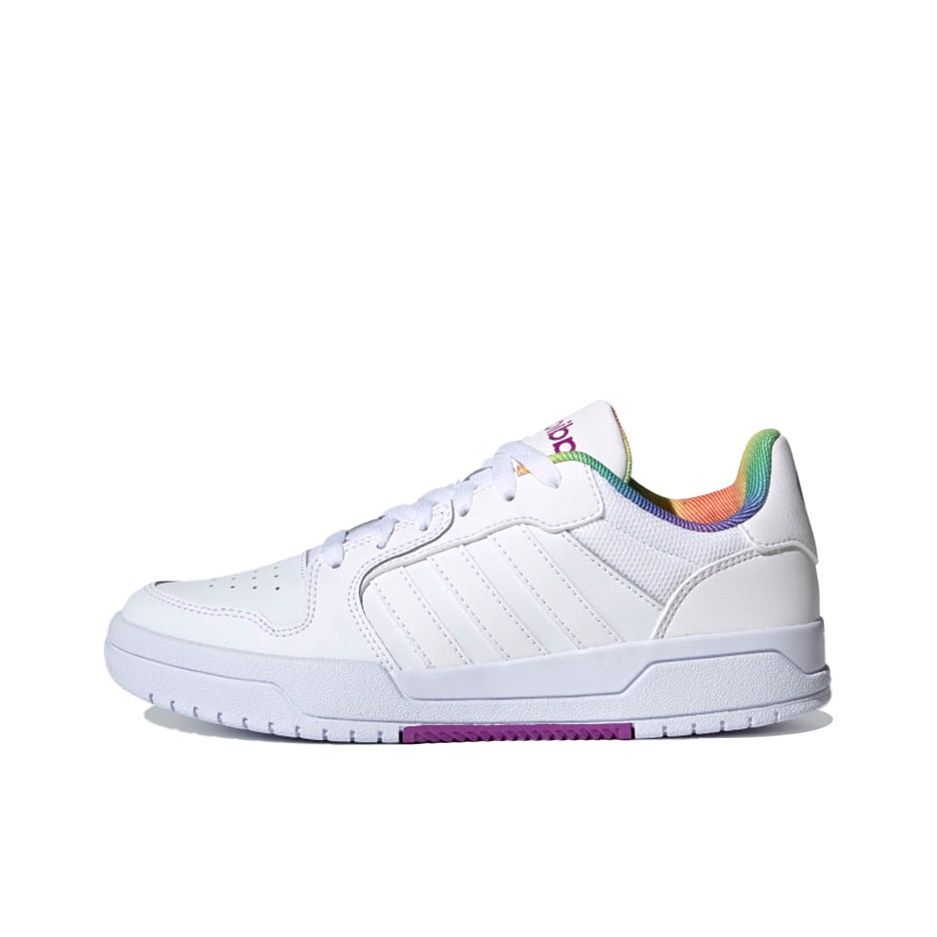 推荐商品：adidas neo Entrap 板鞋 防滑耐磨舒适透气复古防水美式校园风少年感圆头平跟 女款/白色/紫色