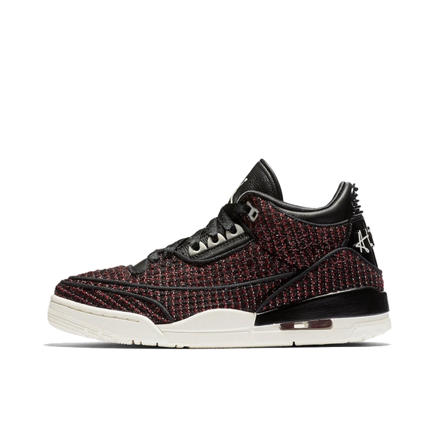 推荐商品：Air Jordan 3 运动休闲鞋 潮流复古抓地支撑缓震合成革圆头 AWOK Vogue University Red 黑红飞线