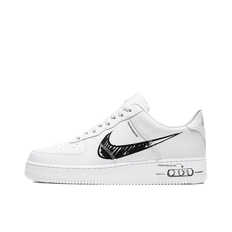 推荐商品：Nike Air Force 1 空军一号 板鞋 轻便舒适百搭耐磨防滑复古 Sketch Pack 低帮/白色/黑色手绘Logo