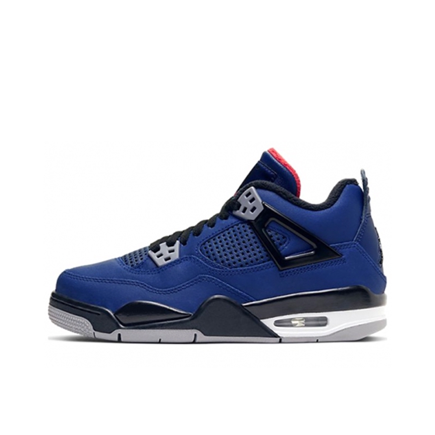 推荐商品：Air Jordan 4 运动休闲鞋 舒适缓震防滑耐磨复古简约时尚百搭支撑织物合成革轻质 Loyal Blue GS/藏蓝/黑色