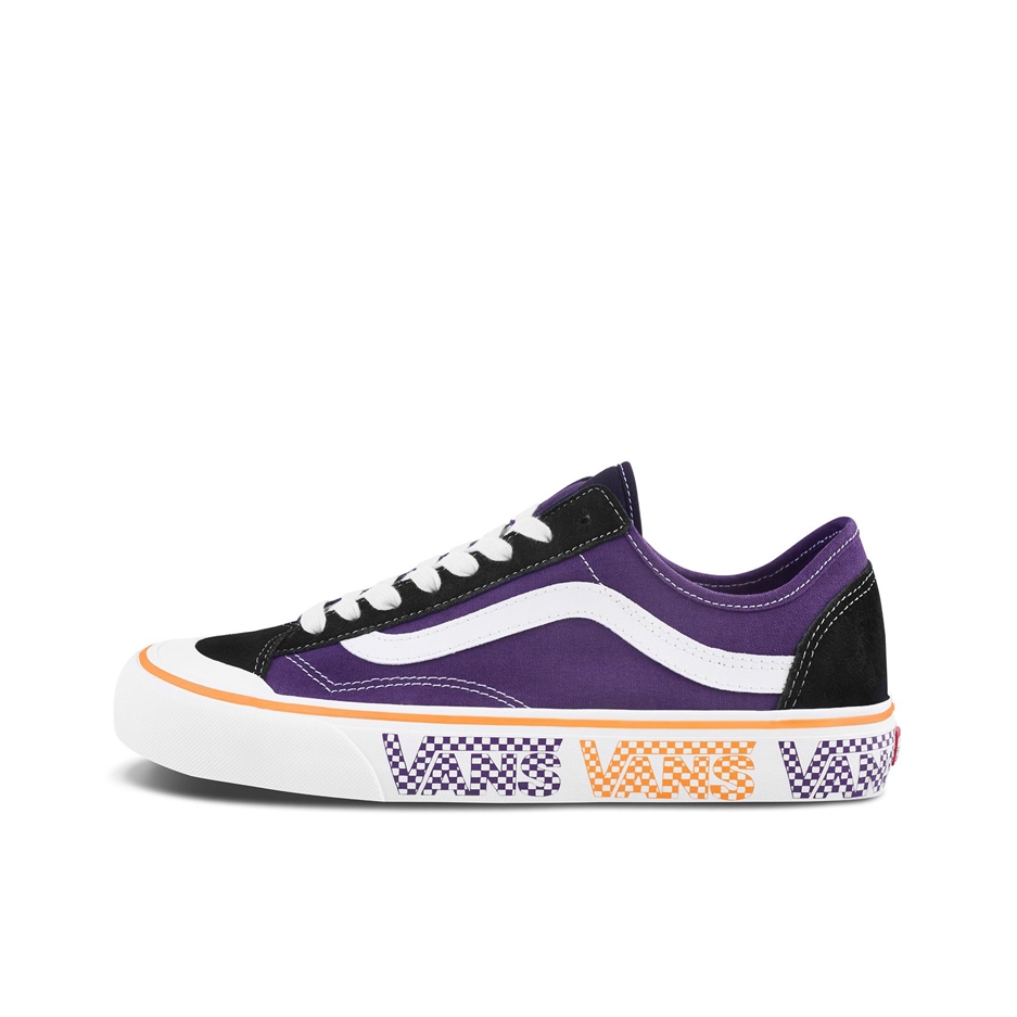 推荐商品：Vans/范斯 Style 36 滑板鞋 板鞋 舒适轻便防滑耐磨复古百搭帆布拼接防水运动 紫色/黑色