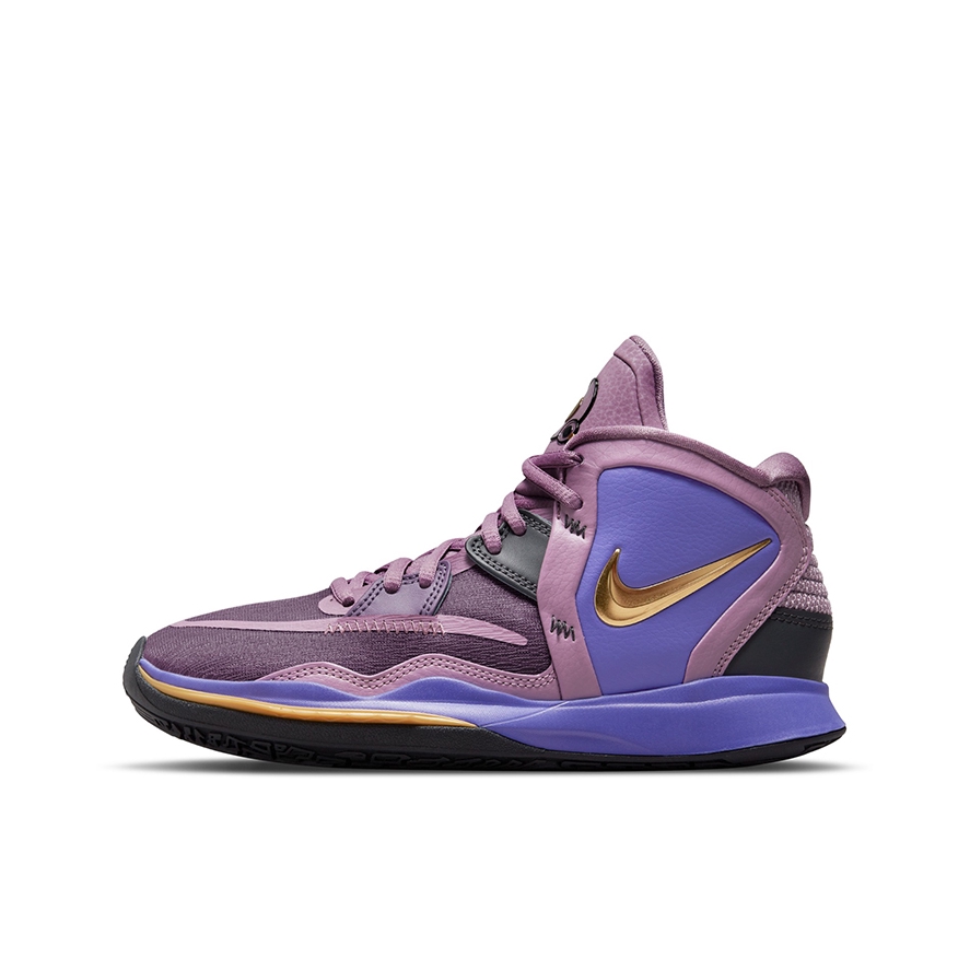 推荐商品：Nike Kyrie 8 infinity 欧文8 防滑耐磨 减震透气 包裹性 实战 织物 合成革 舒适百搭 篮球鞋 GS/紫色/金色
