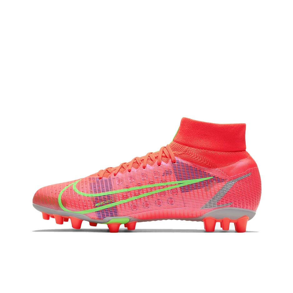 推荐商品：Nike Mercurial Superfly 8 Pro AG 次顶级 胶质短钉 人造草地 防滑耐磨 足球鞋 红色