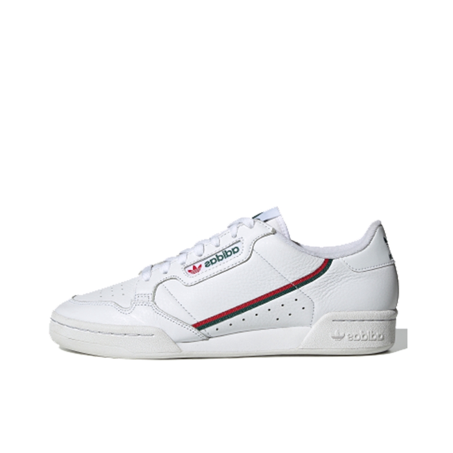 推荐商品：adidas Originals Continental 80 运动休闲鞋 板鞋 经典复古防滑耐磨防水舒适 Cloud White/Red/Green 白红绿