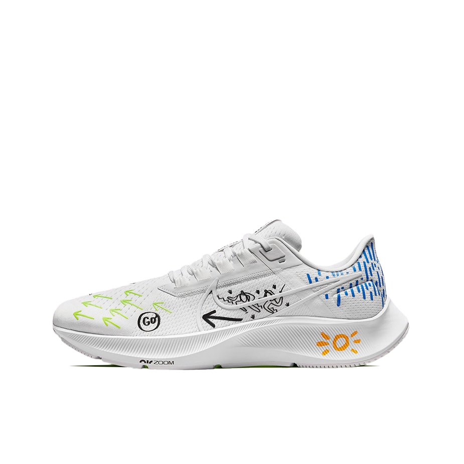 推荐商品：Nike Air Zoom Pegasus 38 跑鞋 气垫缓震透气舒适轻便防滑耐磨休闲运动织物圆头回弹平跟 Running Thoughts Joy Yamusangie联名/白色