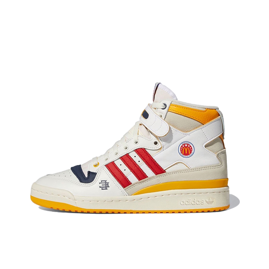 推荐商品：adidas Originals Forum 板鞋 轻便复古防滑时尚魔术贴篮球风薄底包裹性 McDonald's All-American Eric Emanuel联名/米白/黄色/红色
