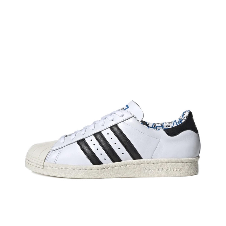 推荐商品：adidas Superstar 80s 板鞋 贝壳头复古防滑耐磨防水减震运动 黑色/白色/蓝色