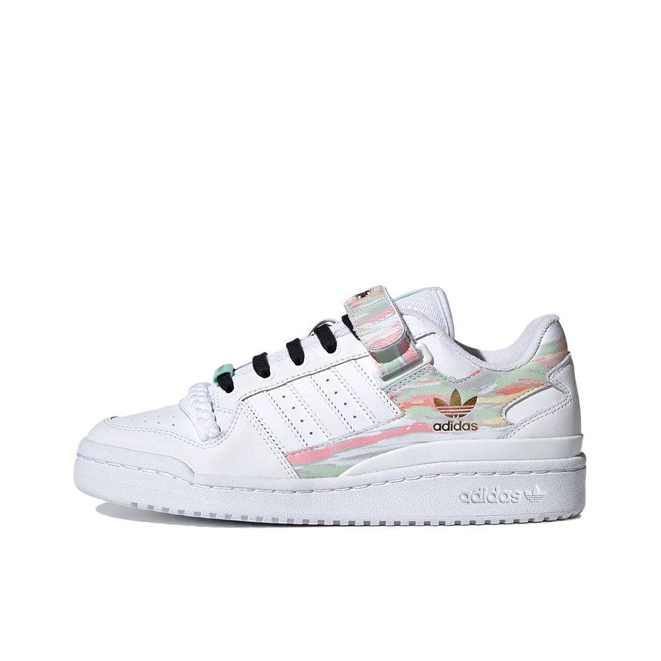 推荐商品：adidas Originals Forum 板鞋 轻便复古防滑时尚魔术贴篮球风薄底包裹性 I Love Dance 白色/粉绿/白彩色