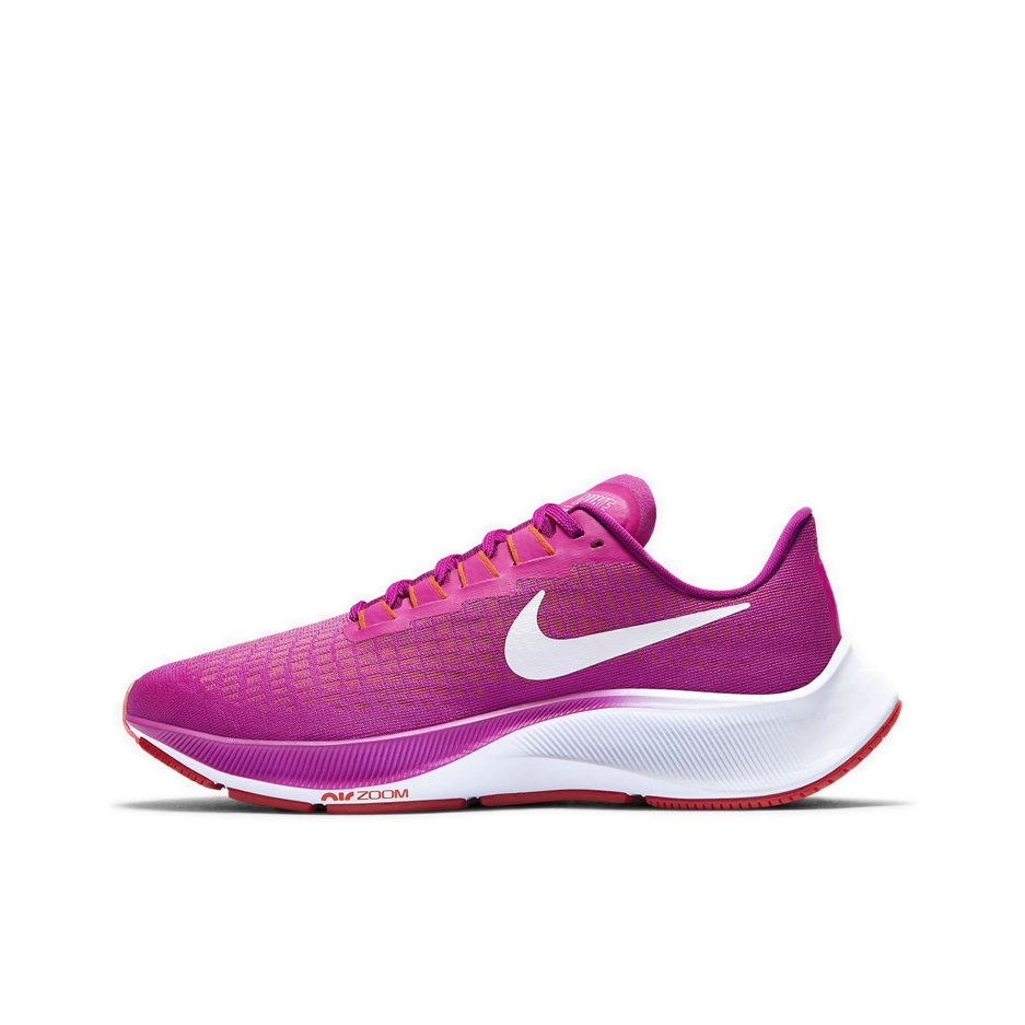 推荐商品：Nike Air Zoom Pegasus 37 飞马 跑鞋 气垫舒适耐磨轻便透气织物缓震减震防滑防水合成革圆头 火焰粉/白色