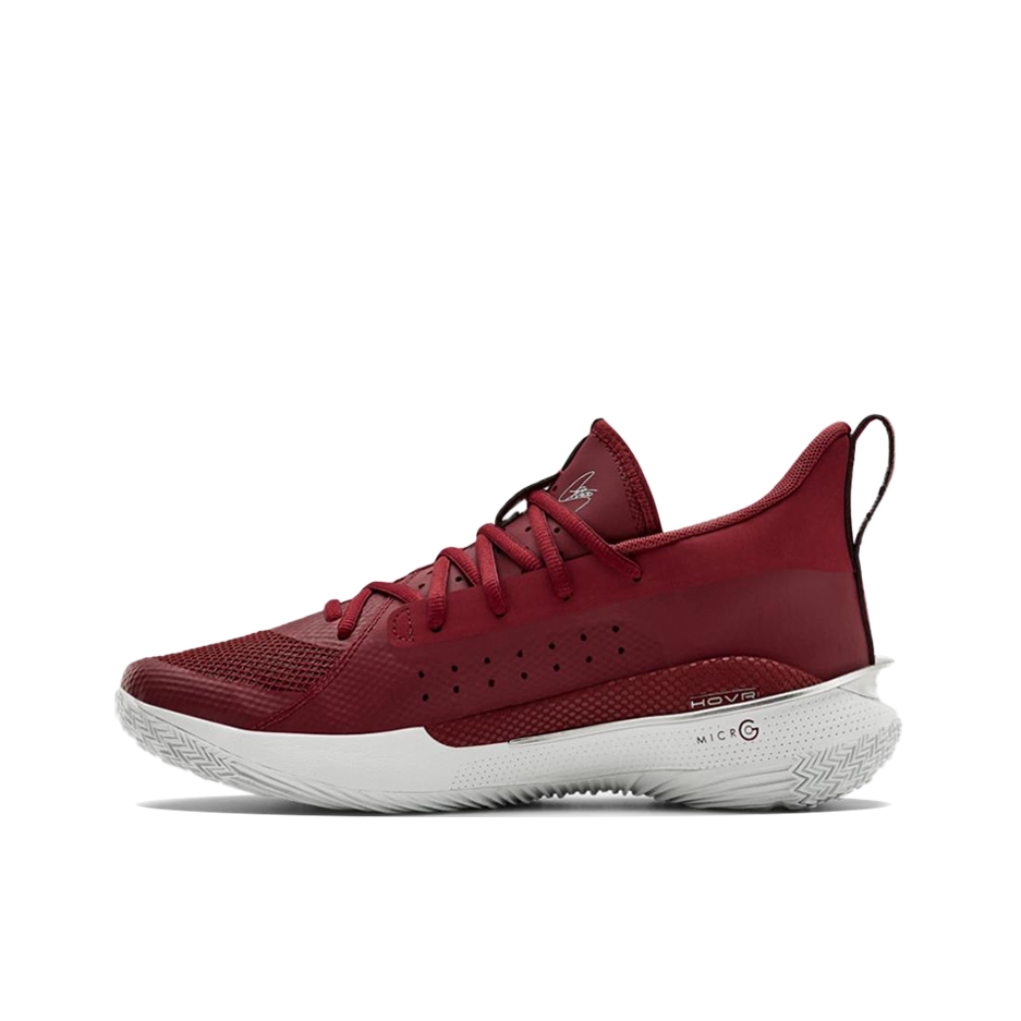 推荐商品：Under Armour/安德玛 Curry 7 实战缓冲 防滑耐磨 舒适透气 网布 圆头 合成革 篮球鞋 酒红/白色