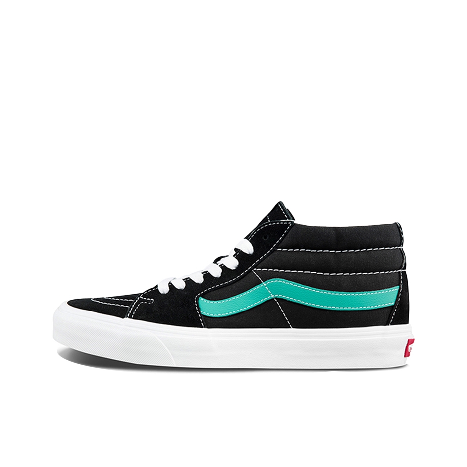 推荐商品：Vans/范斯 SK8-Mid 板鞋 潮流拼接复古百搭防滑耐磨 黑色/青色