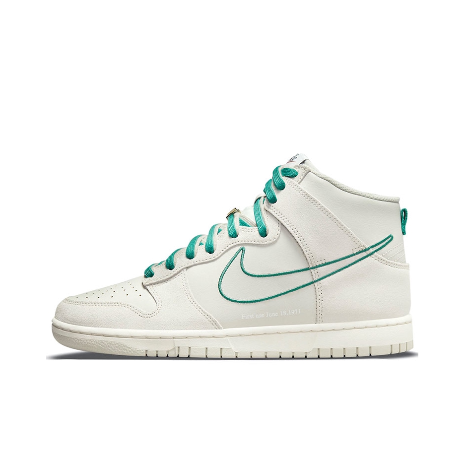推荐商品：Nike Dunk 板鞋 经典复古百搭 First Use SE/高帮/帆白/绿色/金扣