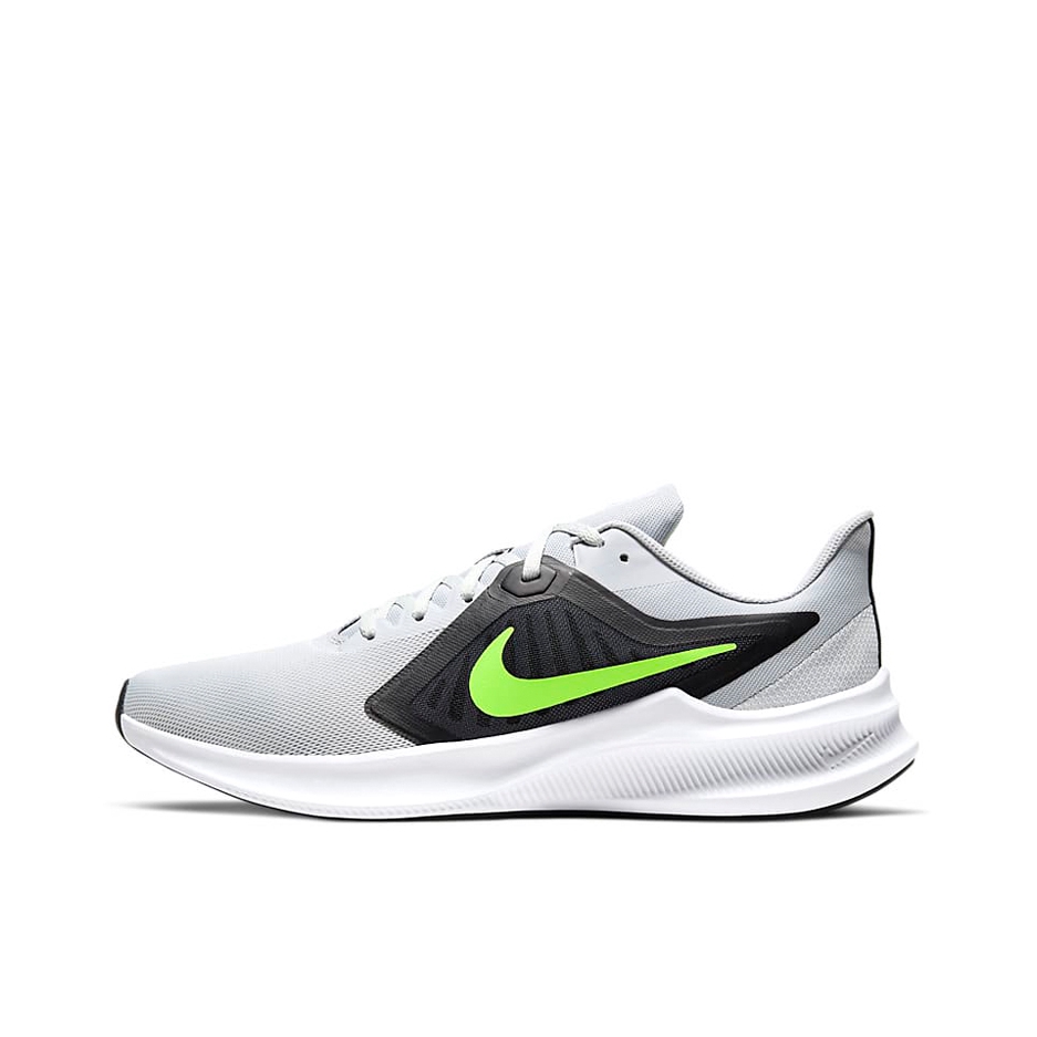 推荐商品：Nike Downshifter 1 跑鞋 网面透气耐磨缓震轻便防滑舒适支撑合成革织物运动 灰色/白色/荧光黄