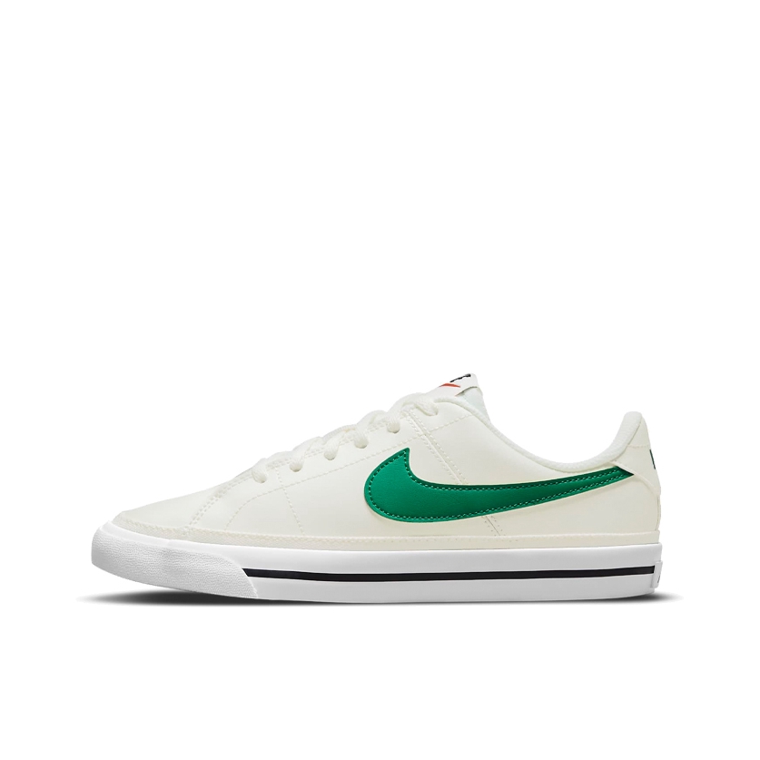 推荐商品：Nike Court Legacy 板鞋 复古舒适透气防滑耐磨休闲运动一脚蹬 GS/帆白/绿色