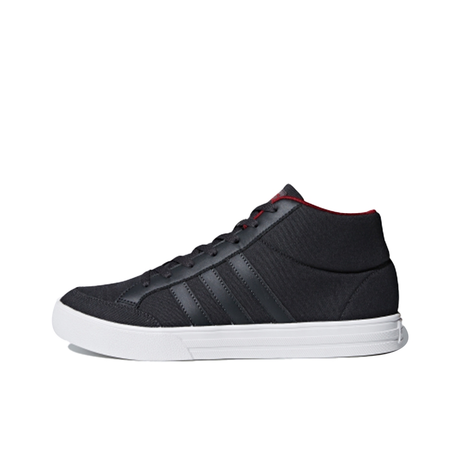 推荐商品：adidas Vs Set 板鞋 防滑耐磨轻便透气帆布复古百搭圆头包裹性 Carbon/Carbon/Collegiate Burgungy 黑白红色内衬