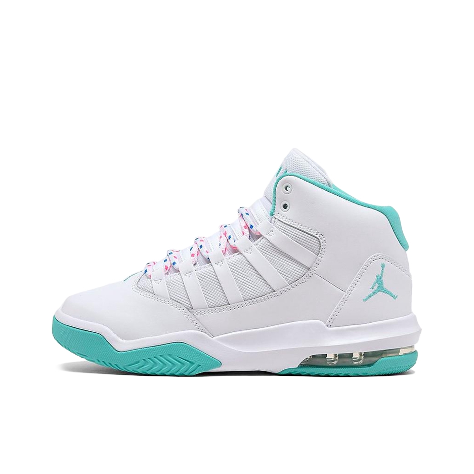 推荐商品：Jordan Max Aura 篮球鞋 复古百搭舒适缓震防滑耐磨合成革 GS/白色/蓝色