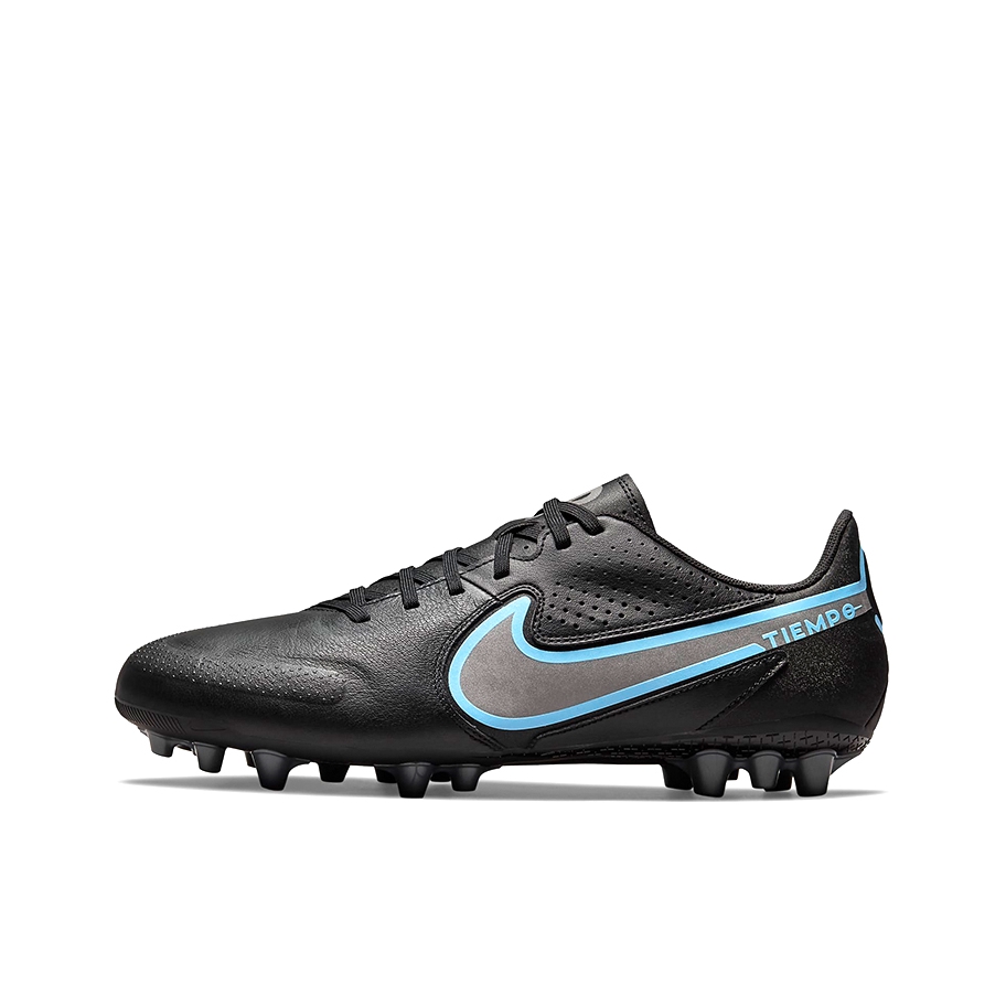 推荐商品：Nike Tiempo Legend 9 Academy AG 入门 胶质短钉 人造草地 抗冲击防滑耐磨圆头 足球鞋 黑色/蓝色