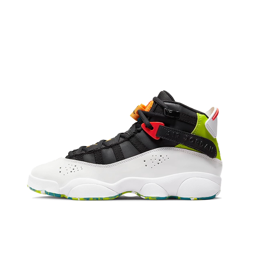 推荐商品：Air Jordan 6 Rings 六冠王 篮球鞋 zoom air缓震透气耐磨复古潮流百搭防滑包裹性 GS/黑色/白色/原子绿