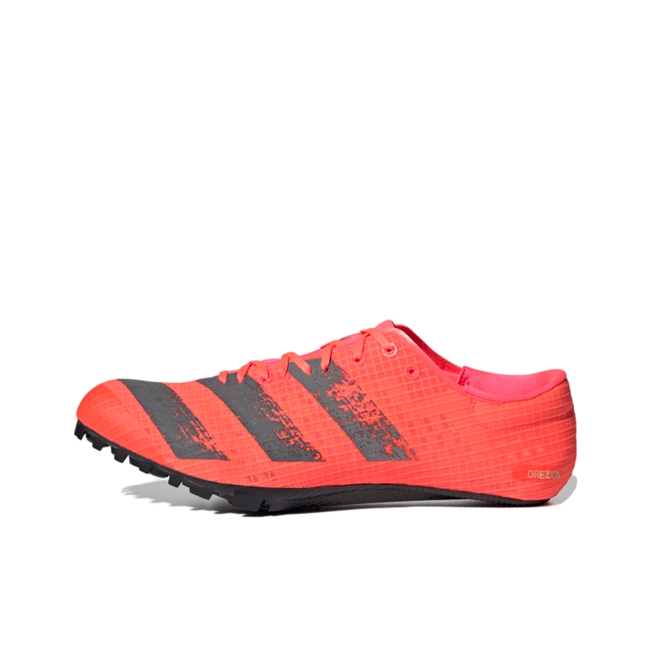推荐商品：adidas Adizero Finesse 跑鞋 小蝉翼1减震防滑耐磨碳板织物田径短跑 信号粉/黑色/浅铜金属