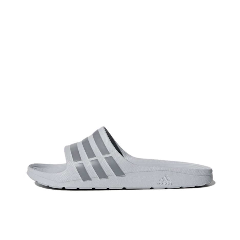 推荐商品：adidas Duramo Slide 防滑耐磨 舒适轻便 沙滩户外 一字运动 简约 拖鞋 Clear Onix/Grey 灰白色
