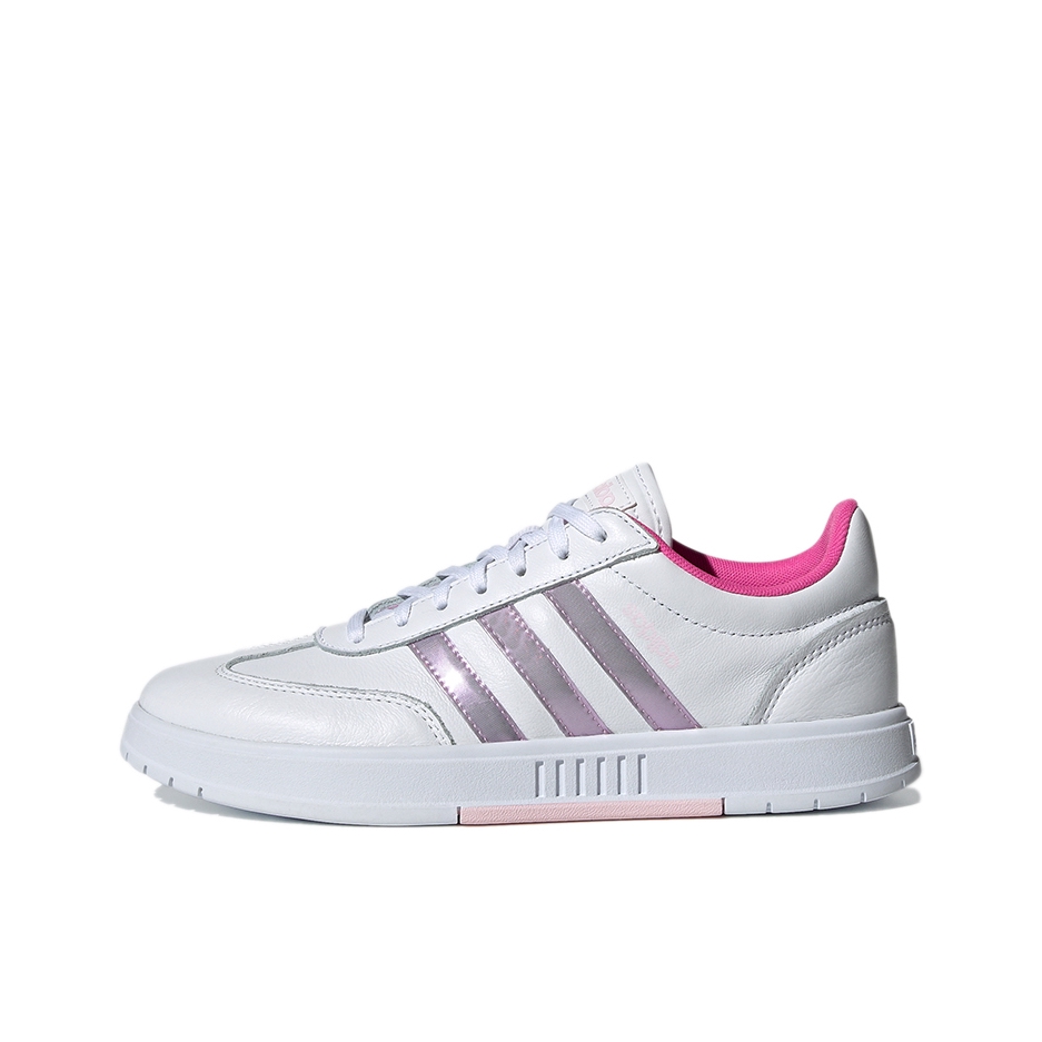 推荐商品：adidas NEO Gradas T头鞋 德训鞋 板鞋 防滑耐磨复古透气舒适百搭轻运动 白色/银色/粉色
