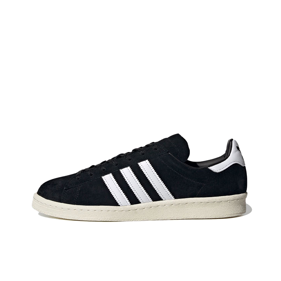 推荐商品：adidas originals Campus 80s 板鞋 复古减震透气防滑轻便休闲舒适耐磨低帮时尚潮流 黑色/云白/灰白