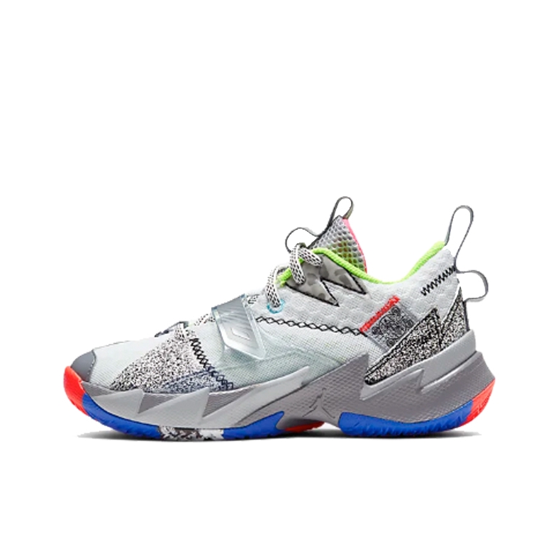 推荐商品：Jordan Why Not Zer0.3 防滑耐磨 轻便透气 舒适百搭 儿童篮球鞋 Noise 小童/灰蓝绿