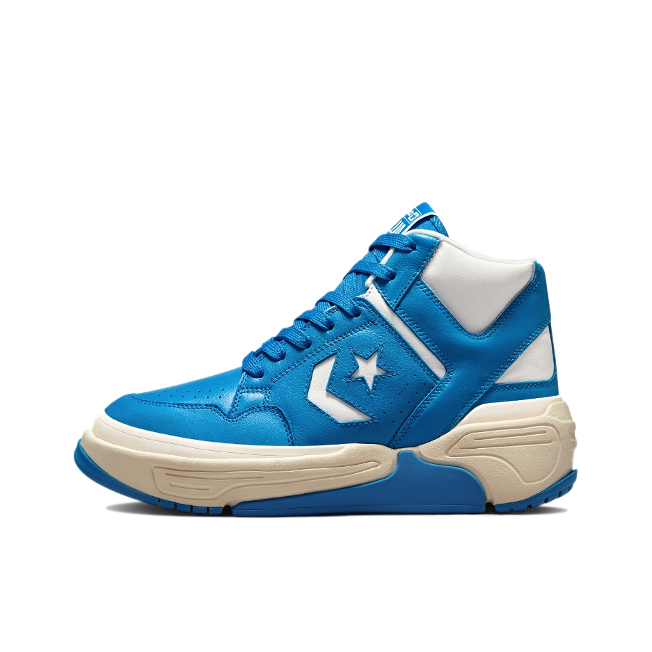 推荐商品：Converse/匡威 Weapon 板鞋 星箭标潮流经典复古拼接防滑耐磨减震透气支撑包裹性 蓝白色