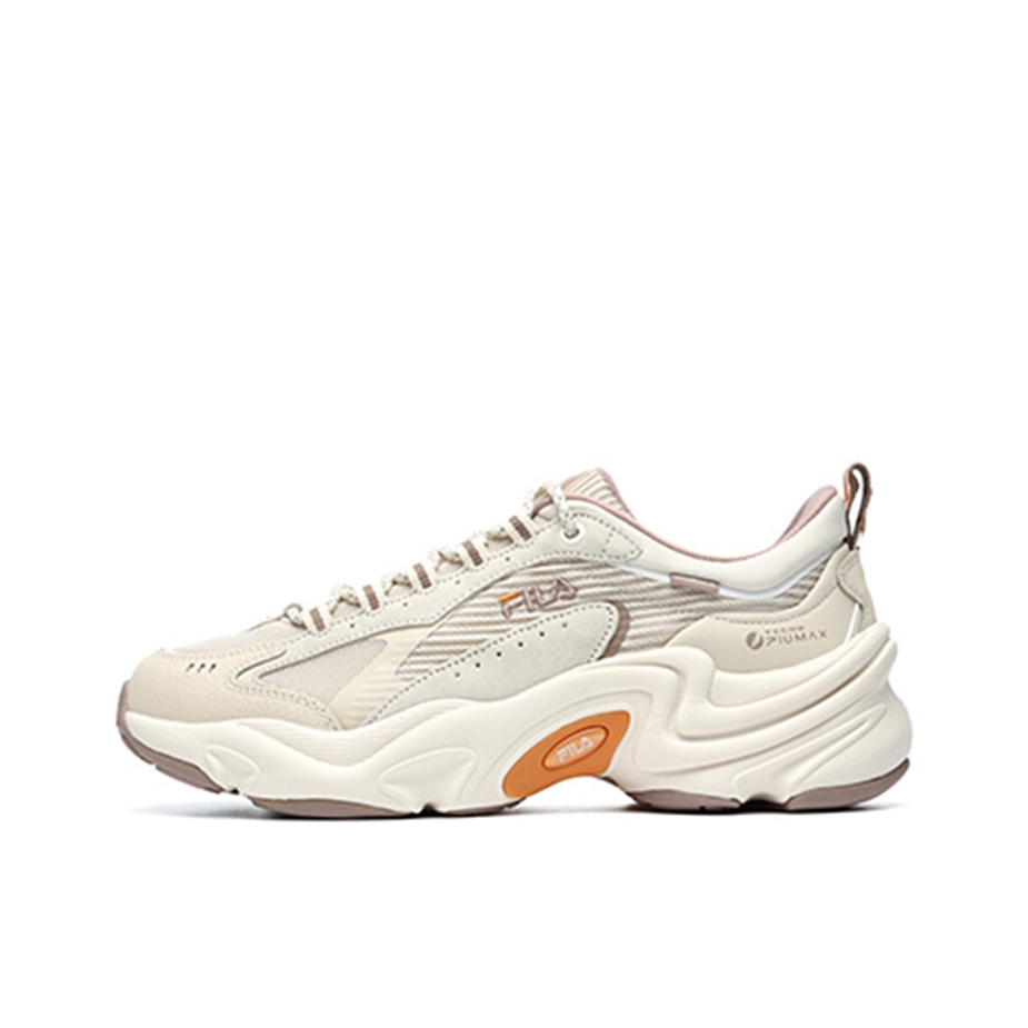 推荐商品：FILA/斐乐 小豹鞋 舒适缓震 防滑耐磨 橡胶 复古 厚底鞋 F12W141107F 米色/白色