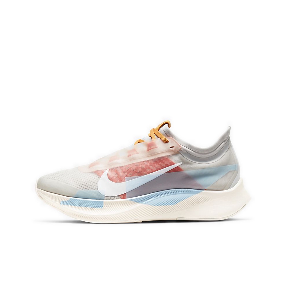 推荐商品：Nike Zoom Fly 3 跑鞋 缓震回弹防滑耐磨竞速碳板马拉松合成革织物泡棉 女款/PRM/灰色/蓝色/红色