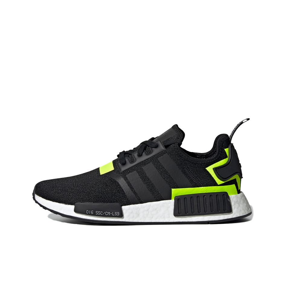 推荐商品：adidas Originals NMD R1 BOOST 织物 轻便透气 缓震 低帮 运动休闲鞋 Black Solar 黑灰绿