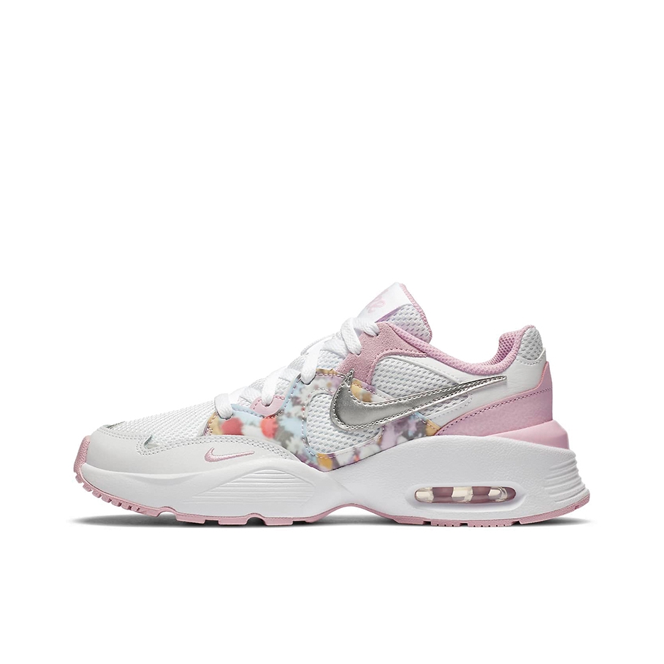 推荐商品：Nike Air Max Fusion 2020 跑鞋 气垫复古经典缓震网面透气短跑 GS/白色/金属银/浅北极粉