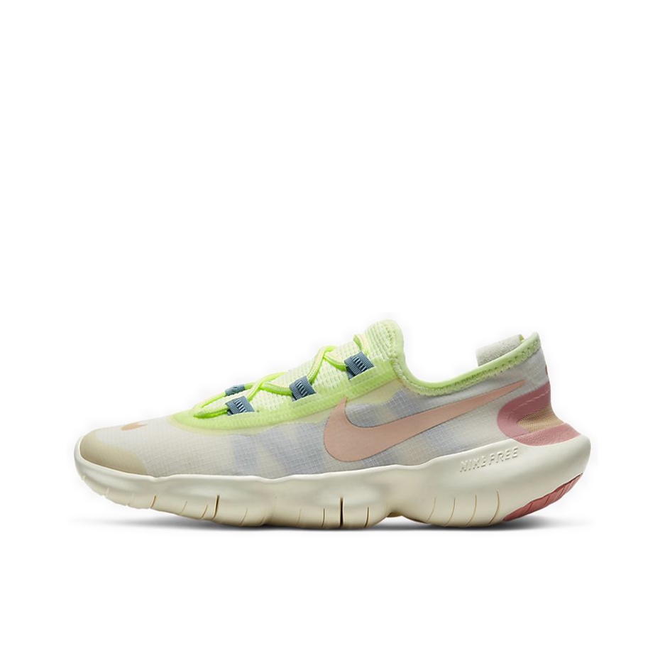 推荐商品：Nike Free RN 5.0 2020 跑鞋 缓震回弹轻便透气休闲舒适防滑耐磨织物运动赤足感训练 Sail/Volt 帆白/荧光绿