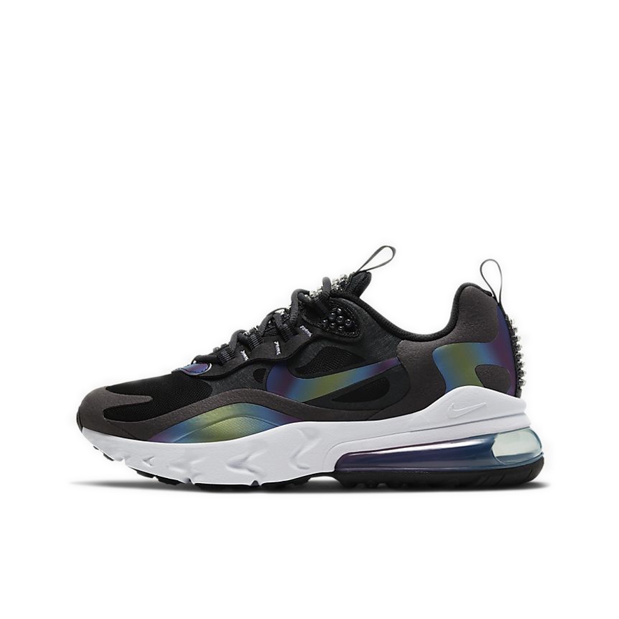 推荐商品：Nike Air Max 270 React 跑鞋 气垫缓震耐磨舒适透气复古拼接圆头回弹 Smoke Grey/Black/Multi Colour 黑灰白