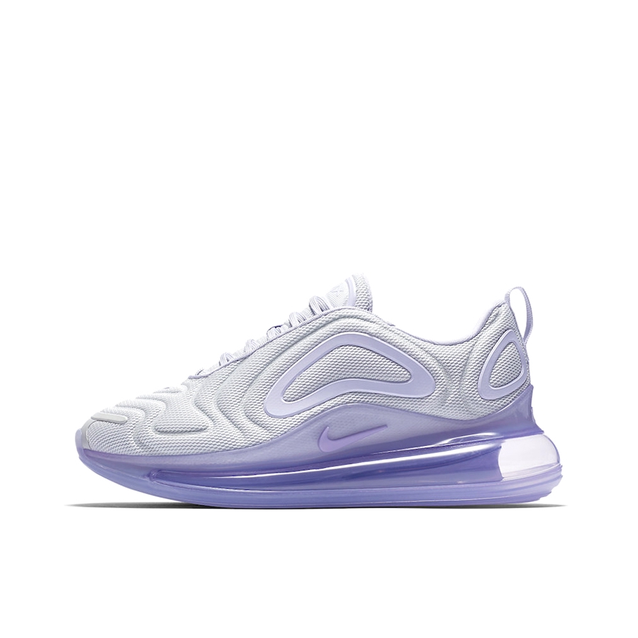 推荐商品：Nike Air Max 720 全掌气垫 缓震回弹 耐磨 舒适透气 轻便 复古 跑鞋 Pure Platinum/Oxygen Purple/Space Blue 女款/氧气紫/太空蓝