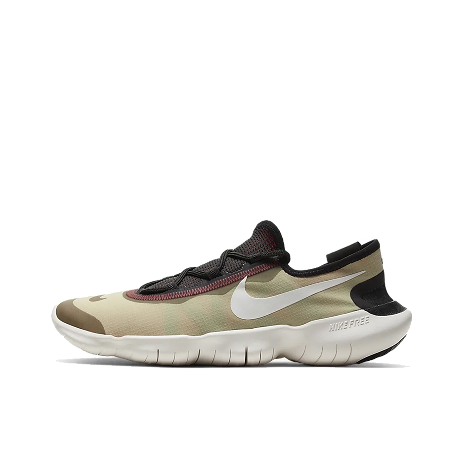推荐商品：Nike Free RN 5.0 2020 跑鞋 缓震回弹轻便透气休闲舒适防滑耐磨织物运动赤足感训练 Olive Aura 灰绿/白黑